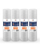 4 Pack Of Aquaboon 1 Micron 20 x 4.5 Inch String Wound Sediment Water Filter Cartridge
