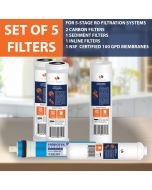 Replacement Set of 10 x 2.5 Inch Water Filter Cartridges by Aquaboon (5 PCS) AB-2C5M-1S5M-1T33-100GPD