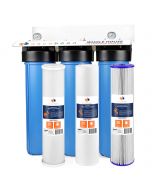 3-Stage 20" Whole House Water Filtration System by Aquaboon AB-3WHPG20BBW-1C20BB5M-1S20BB5M-1PL20BB5M