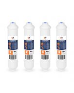 4 Pack Of T33 Compatible 10x2 Inch. Inline Pre/Post Membrane Filter Cartridge by Aquaboon (Quick Connect Fitting) AB-4T33Q