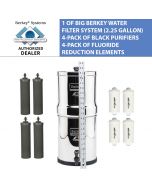 Berkey Big Berkey Drinking Water Filtration System with 8 Filters - 4 Black Filters and 4 Fluoride Filters (2.25 Gallon)
