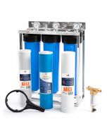 3-Stage 20" Whole House Water Filtration System by Aquaboon AB-3WHPG20BB-1C20BB5M-1G20BB5M-1S20BB5M