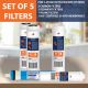 Replacement Set of 10 x 2.5 Inch Water Filter Cartridges by Aquaboon (5 PCS) AB-2C5M-1S5M-1T33-50GPD