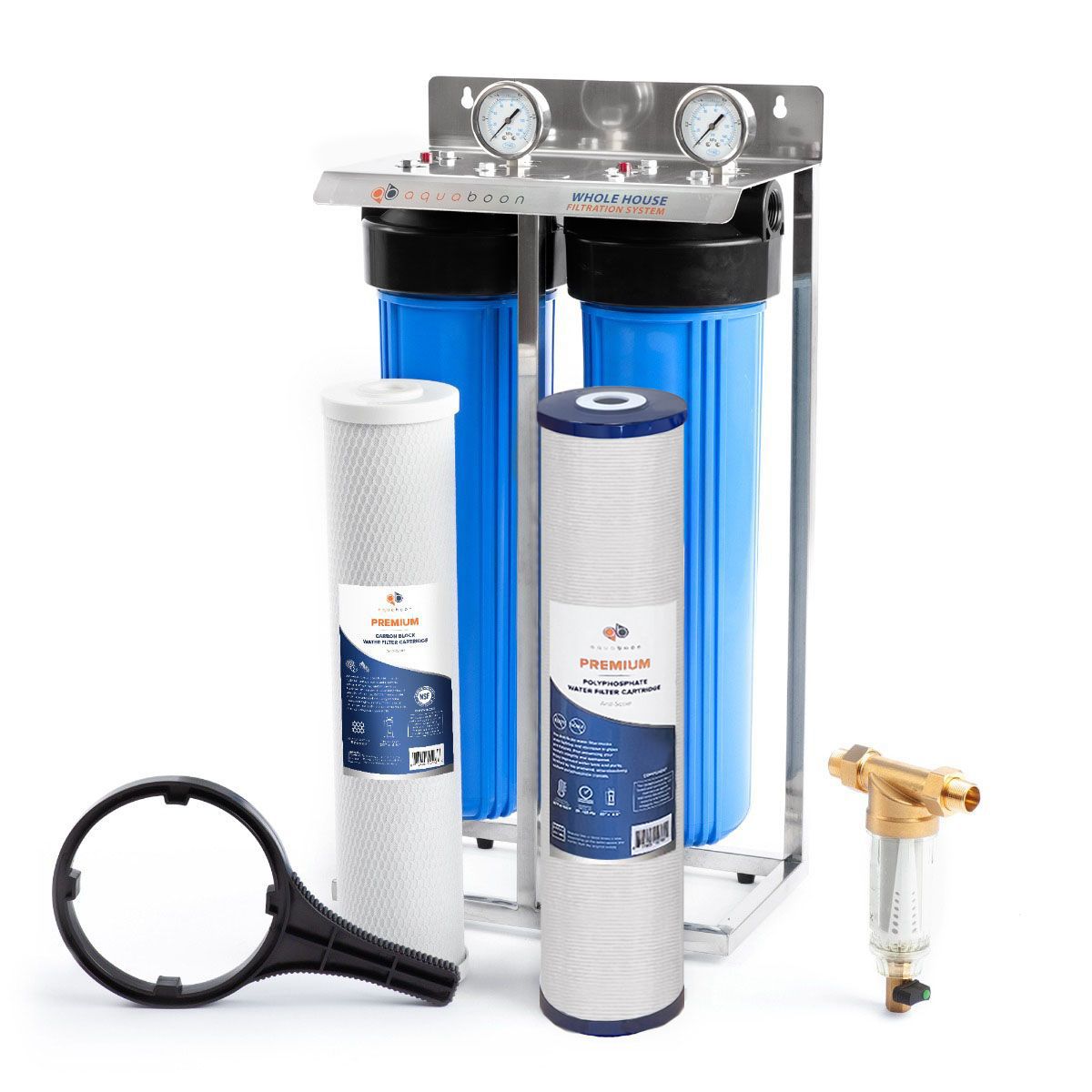 2-Stage 20" Whole House Water Filtration System by Aquaboon AB-2WHPG20BB-1С20BB5MP-1PPH20BB