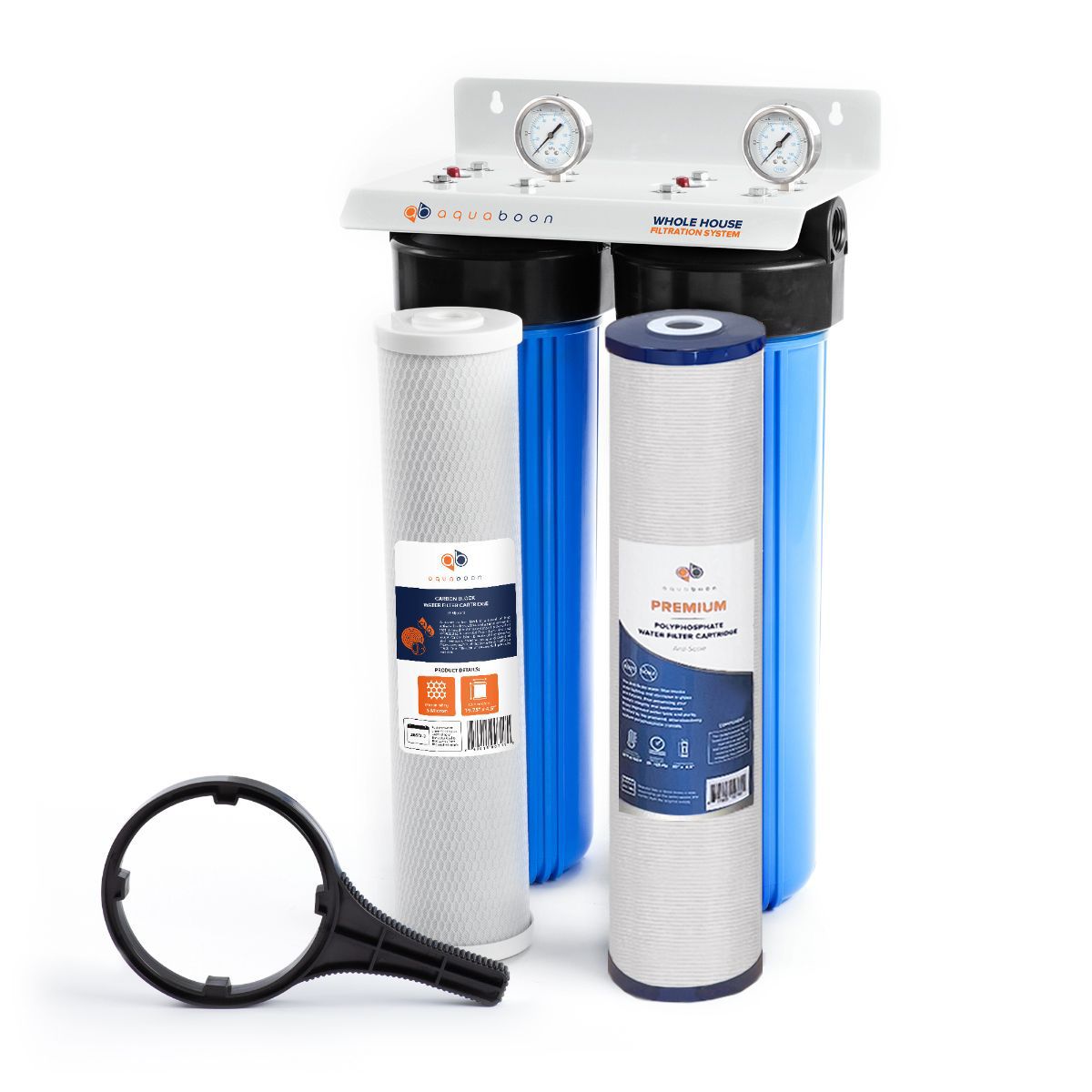 2-Stage 20" Whole House Water Filtration System by Aquaboon AB-2WH20BB-1С20BB5M-1PPH20BB