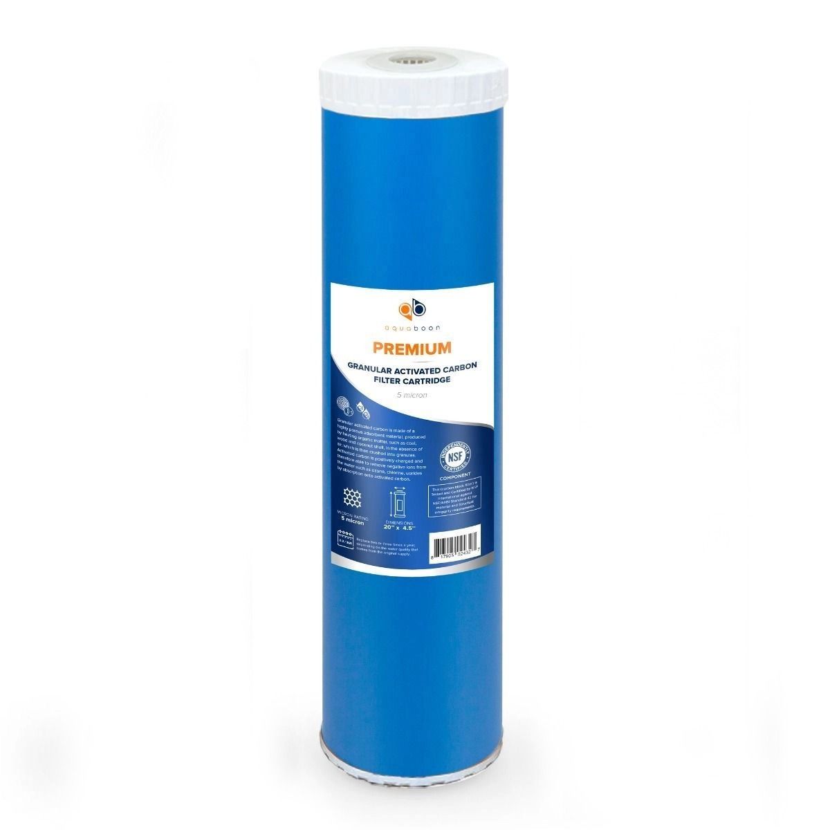 Premium Aquaboon 5 Micron 20 x 4.5 Inch. GAC Water Filter Cartridge ABP-G20BB5M