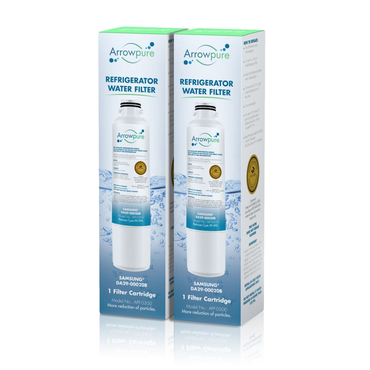 2 Pack Of Arrowpure Refrigerator Water Filter Replacement APF-0300x2
