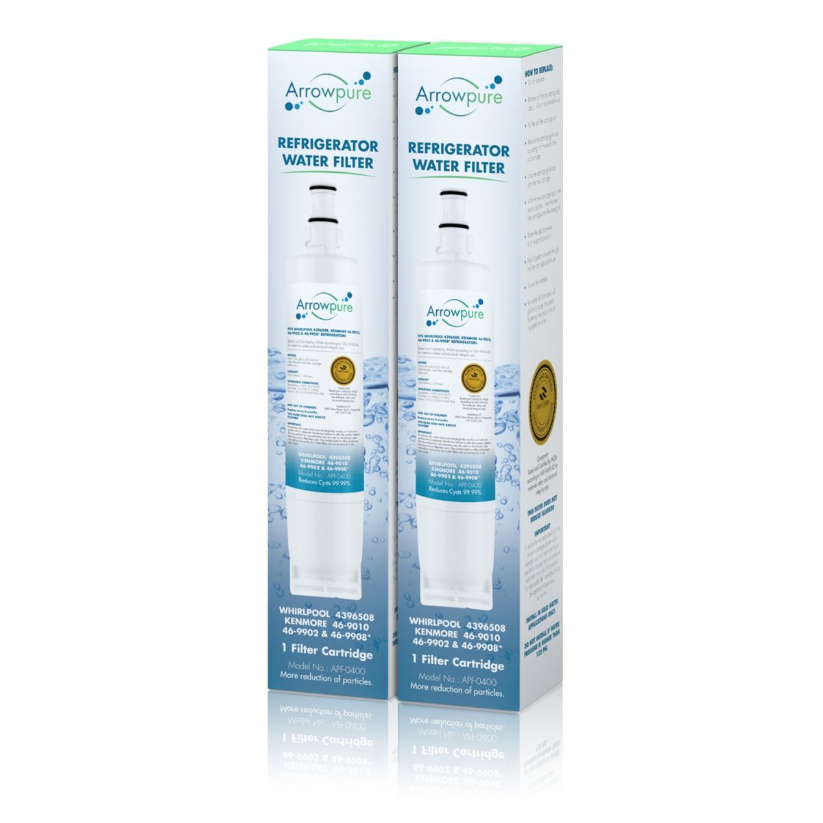 2 Pack Of Arrowpure Refrigerator Water Filter Replacement APF-0400x2