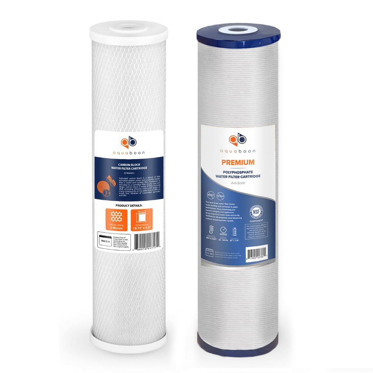 Replacement Cartridges Set For Aquaboon 2-Stage Polyphosphate Anti-Scale Filtration System