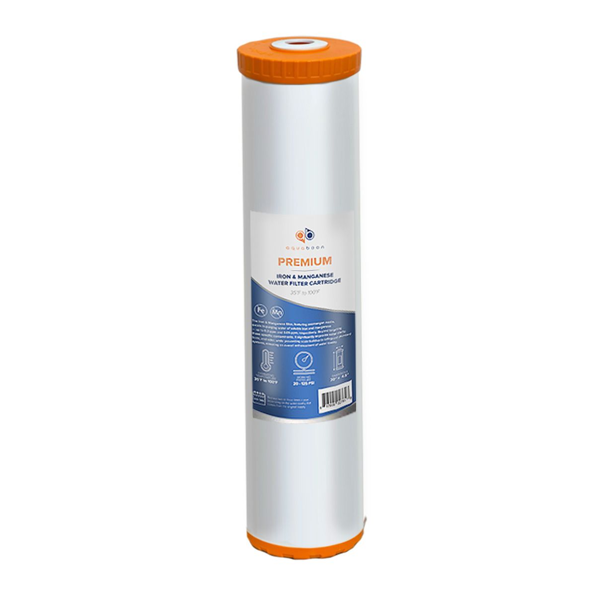 Whole House 20 x 4.5 Inch. Big Blue Iron and Manganese Water Filter Cartridge