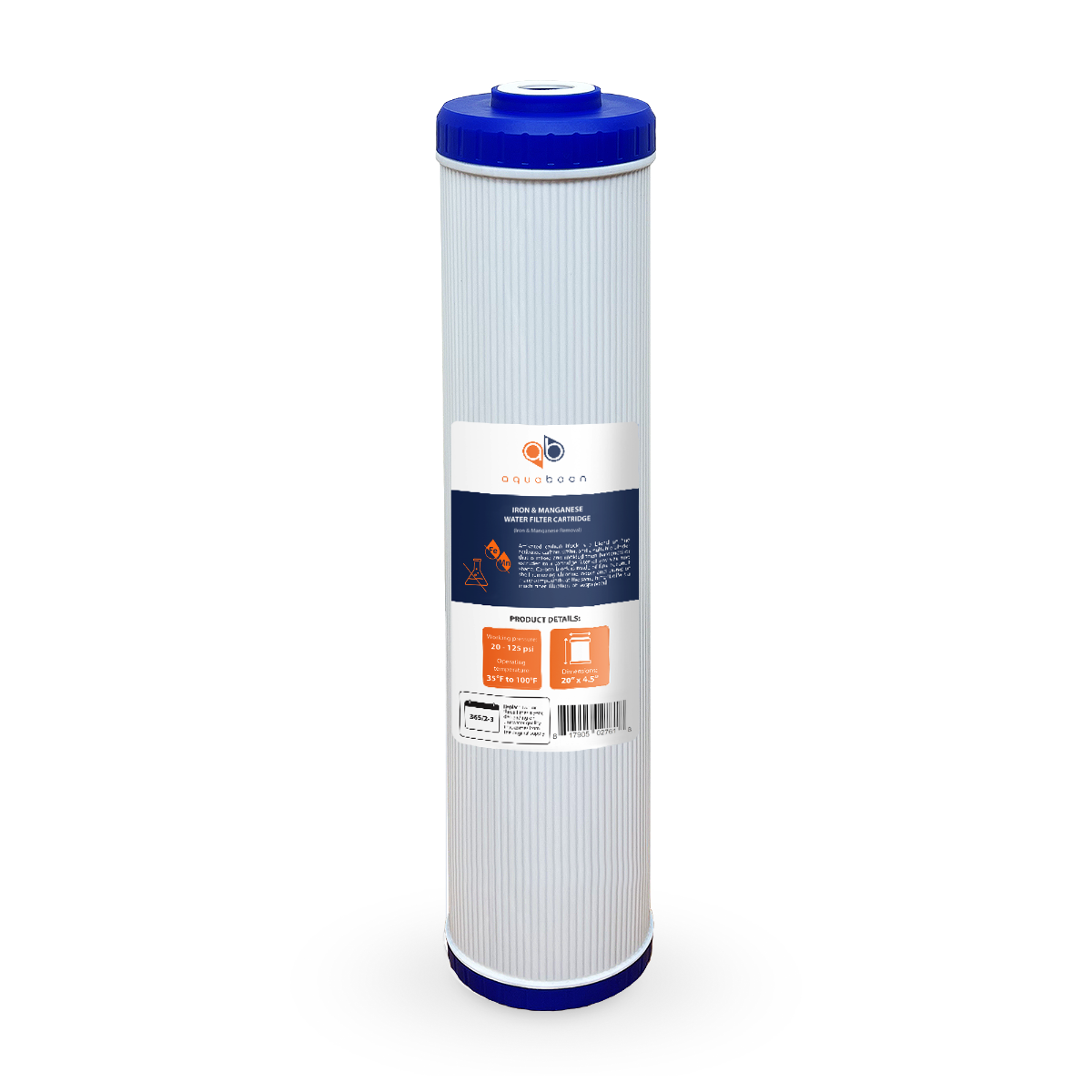 Aquaboon Whole House 20 Inch Big Blue Iron and Manganese Water Filter Cartridge