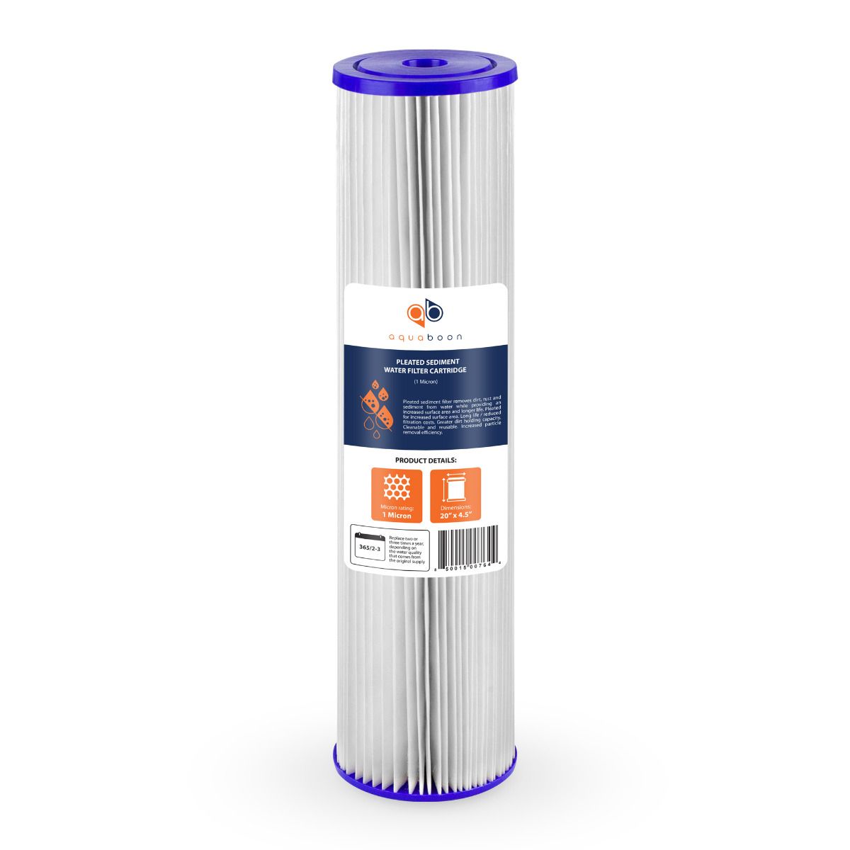 Aquaboon 1 Micron 20 x 4.5 Inch Pleated Sediment Water Filter Cartridge
