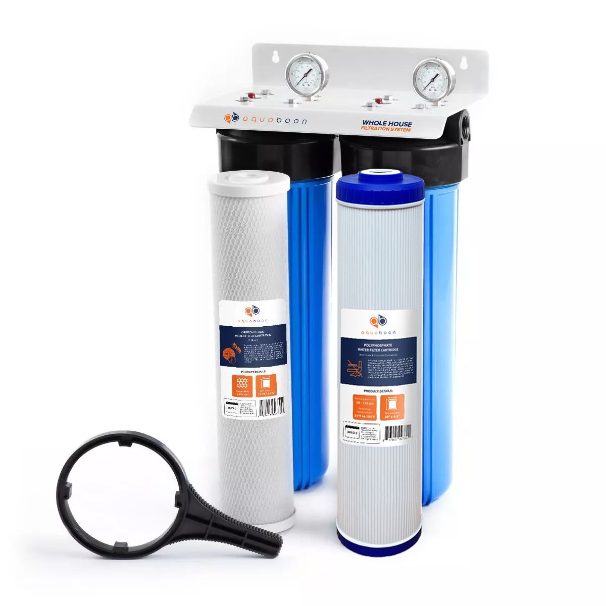 2-Stage 20" Whole House Water Filtration System by Aquaboon AB-2WH20BB-1С20BB5M-1PPH20BB