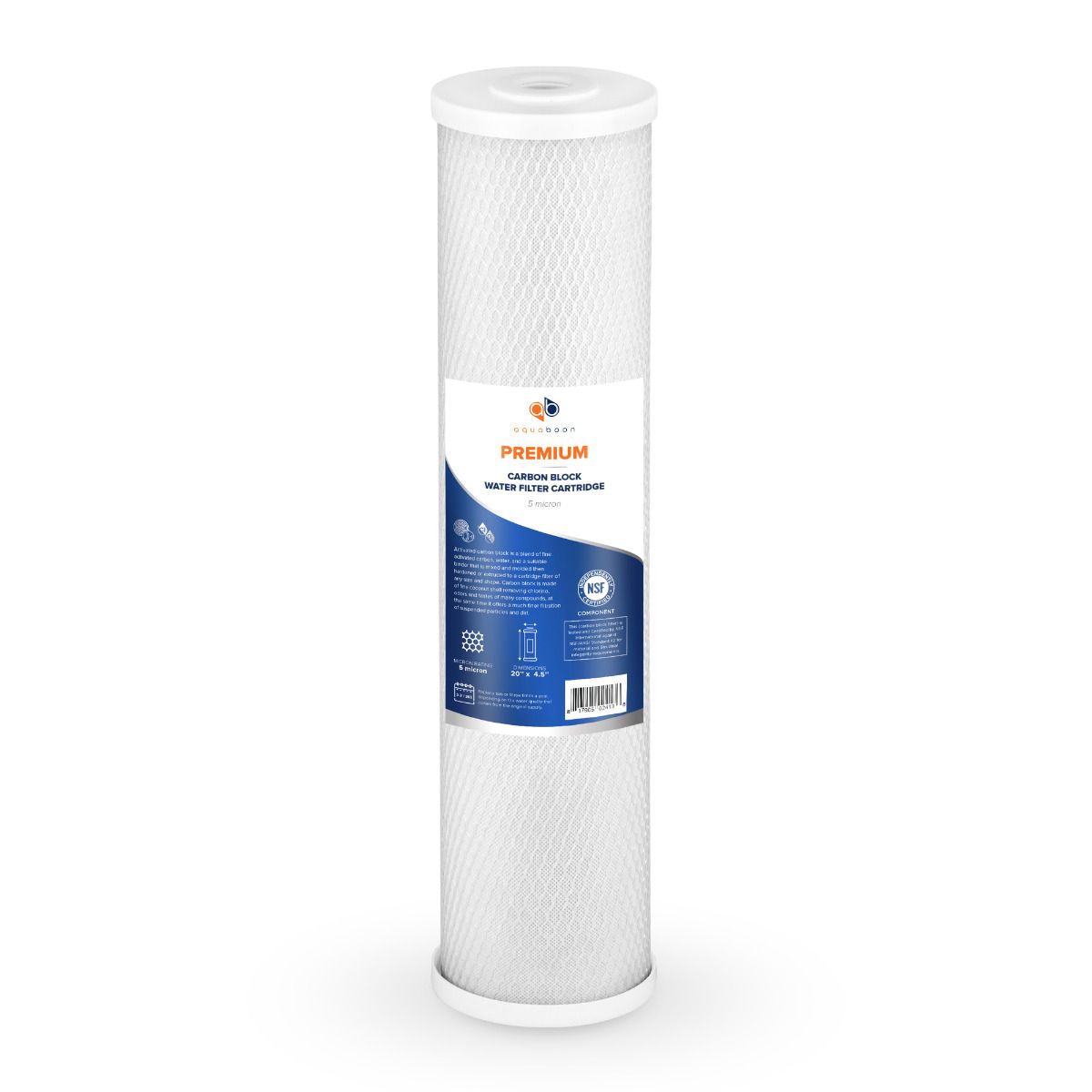 Premium Aquaboon 5 Micron 20 x 4.5 Inch. Carbon block Water Filter Cartridge