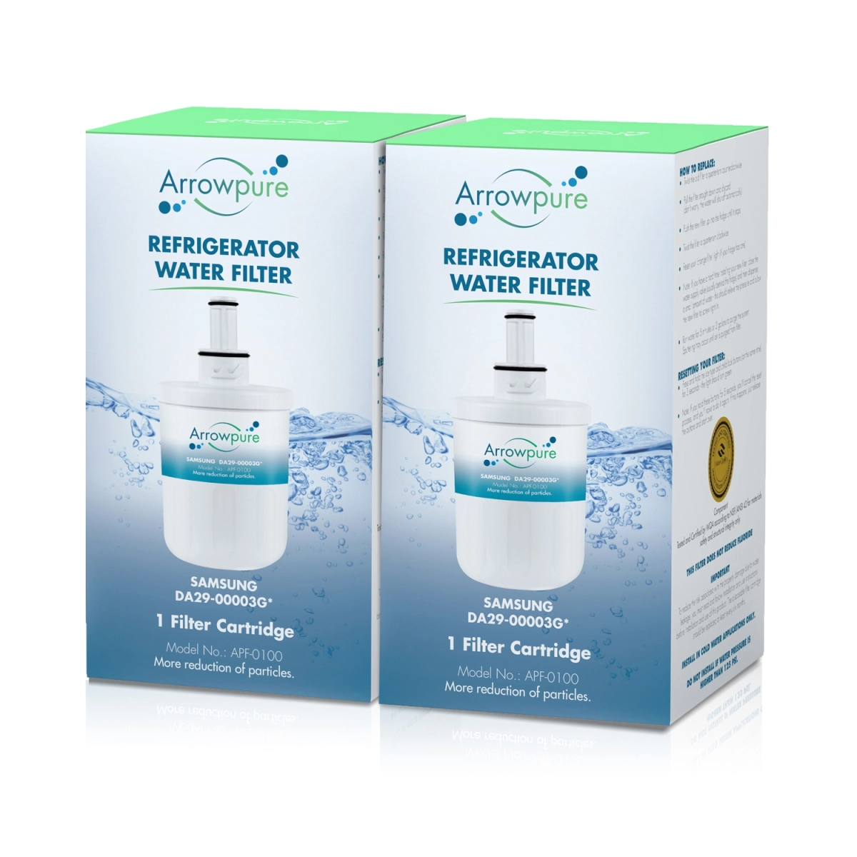 2 Pack Of Compatible Refrigerator Water Filter By Arrowpure APF-0100X2