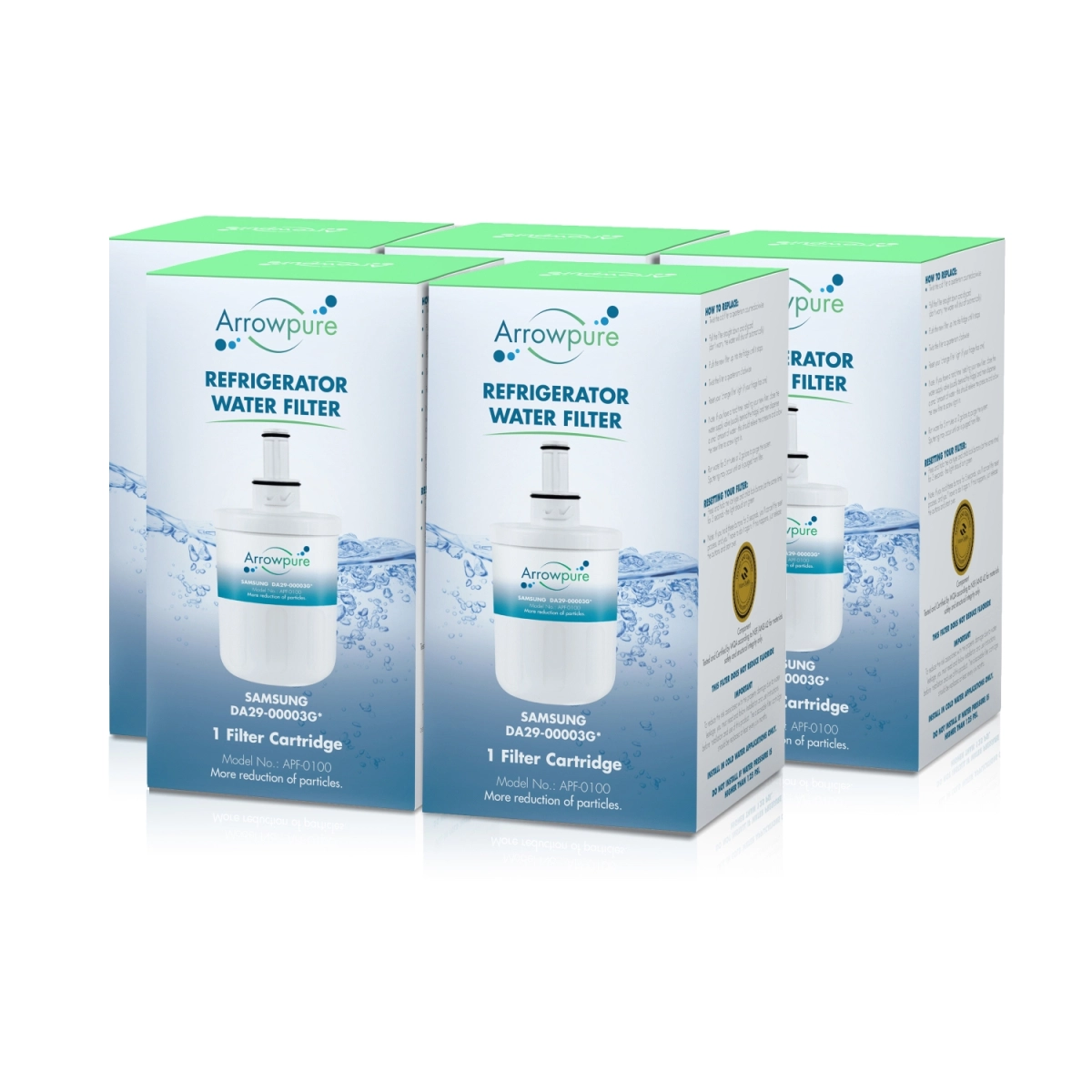 5 Pack Of Compatible Refrigerator Water Filter By Arrowpure APF-0100X5