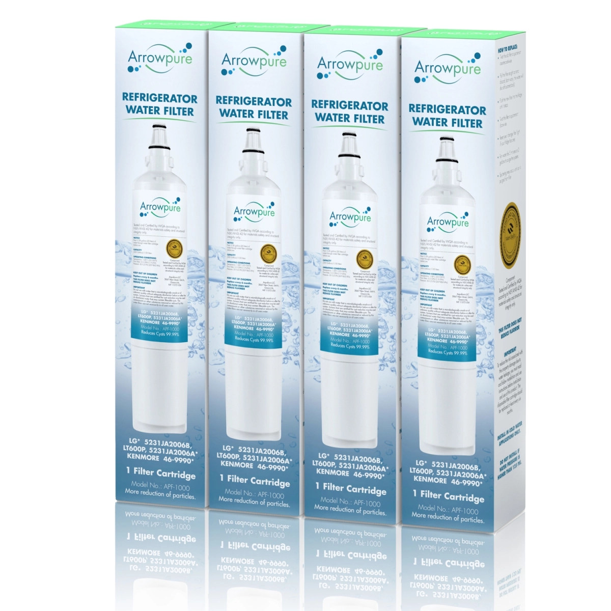 4 Pack Of Arrowpure Refrigerator Water Filter Replacement APF-1000x4