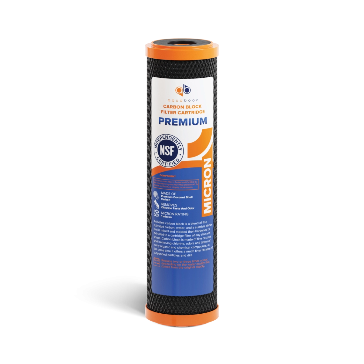 Premium Aquaboon 1 Micron 10 x 2.5 Inch. Carbon block Water Filter Cartridge