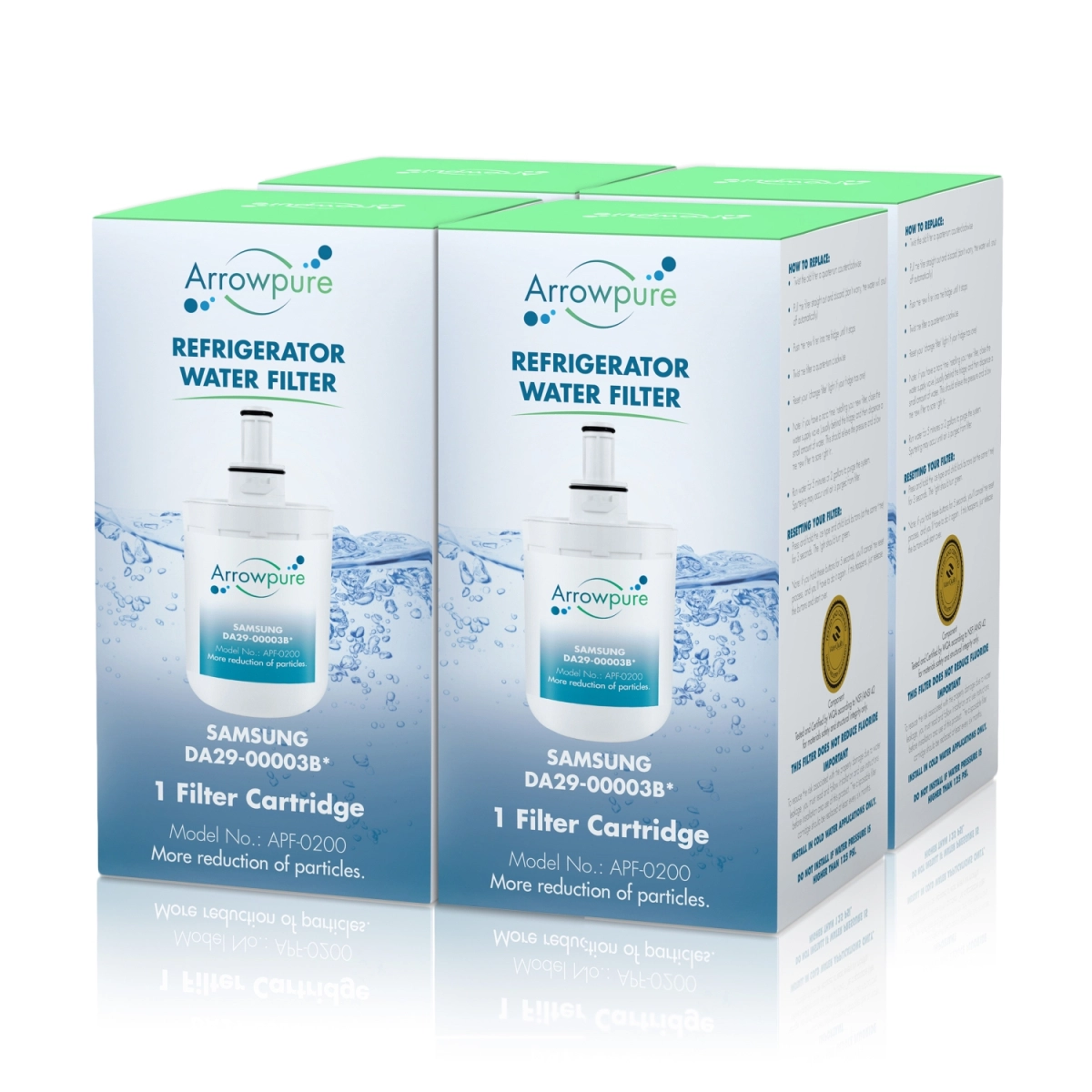 4 Pack Of Arrowpure Refrigerator Water Filter Replacement APF-0200x4
