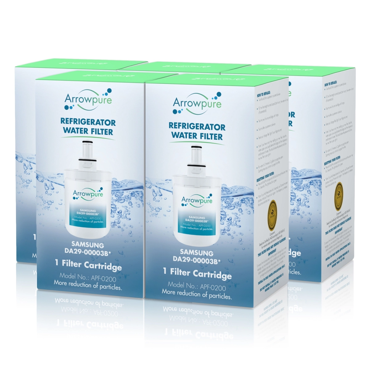 5 Pack Of Arrowpure Refrigerator Water Filter Replacement APF-0200x5