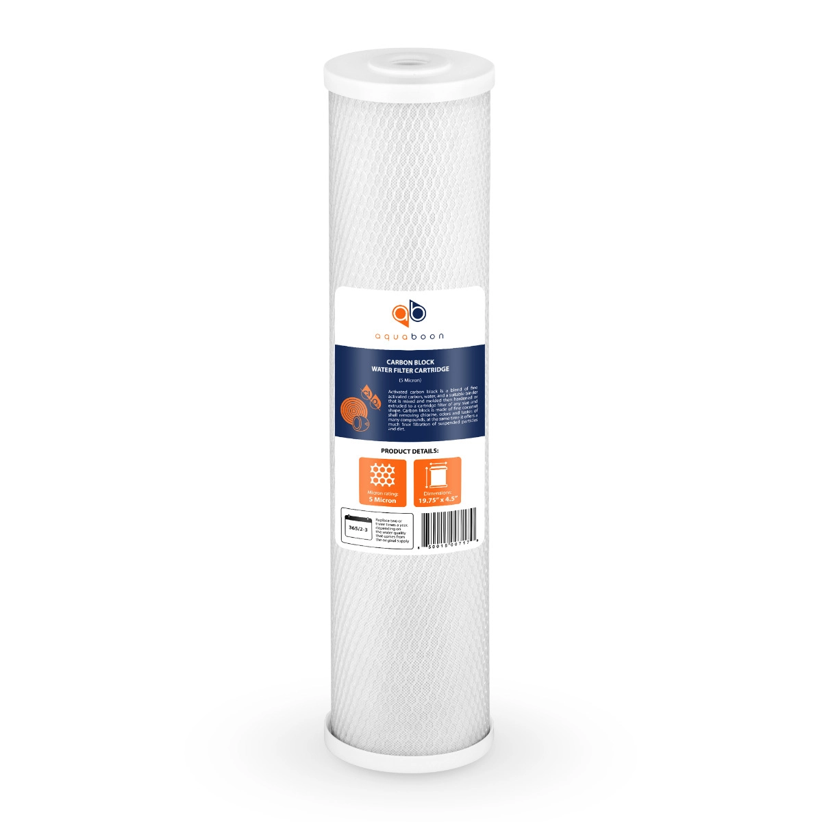 Aquaboon 5 Micron 20 x 4.5 Inch. Carbon block Water Filter Cartridge