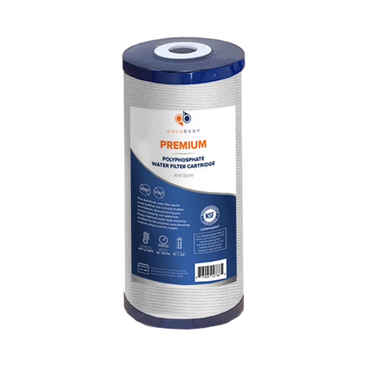 Whole House 10 x 4.5 Inch. Big Blue Polyphosphate Anti Scale Water Filter Cartridge