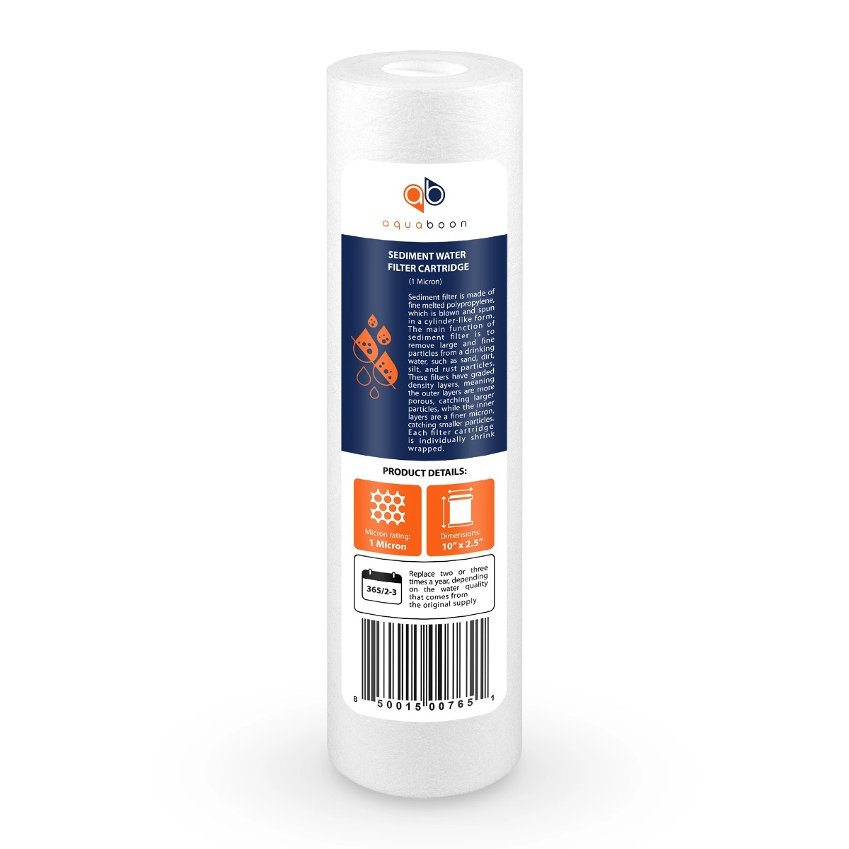 Aquaboon 1 Micron 10 x 2.5 Inch Sediment Water Filter Cartridge