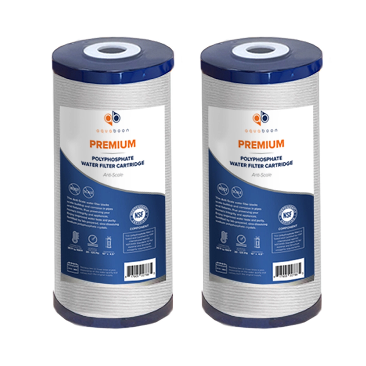 2 Pack Of Whole House 10 x 4.5 Inch. Big Blue Polyphosphate Anti Scale Water Filter Cartridge