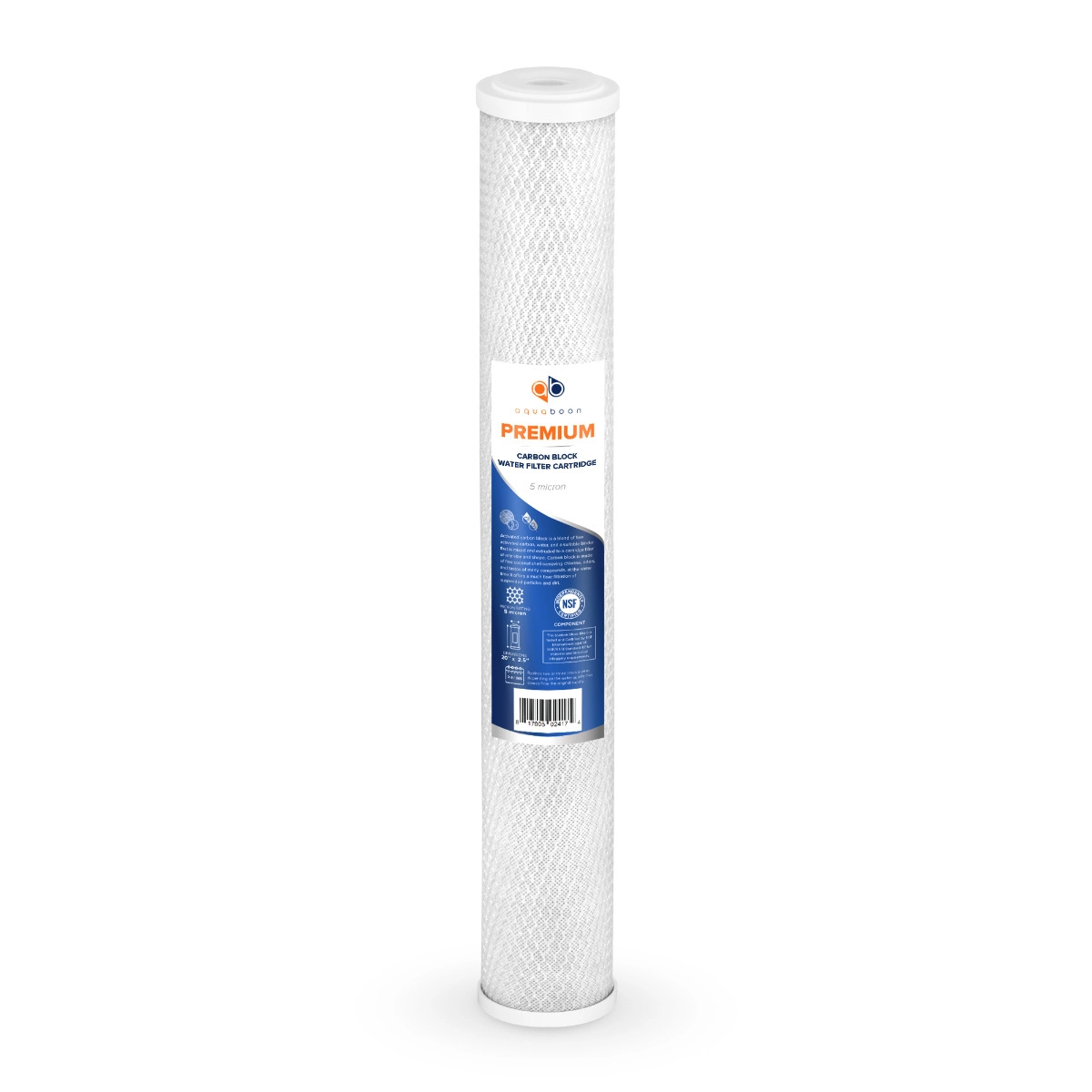 Premium Aquaboon 5 Micron 20 x 2.5 Inch. Carbon block Water Filter Cartridge