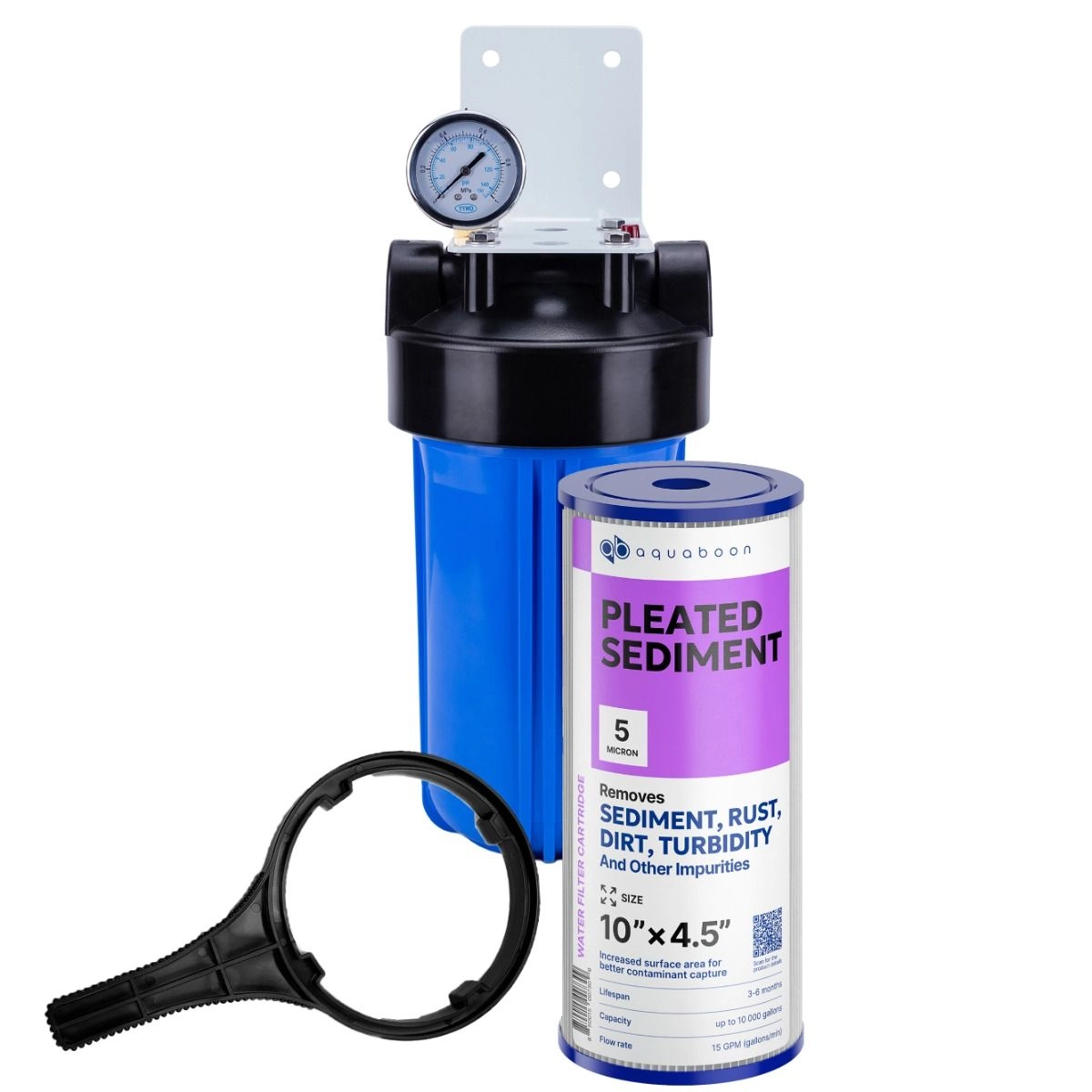 1-Stage 10" Whole House Water Filtration System by Aquaboon AB-WH10BB-1PL10BB5M