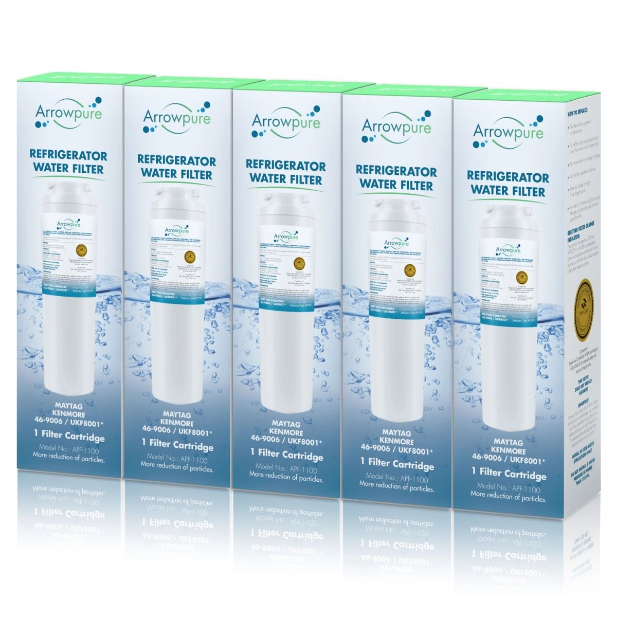 5 Pack Of Arrowpure Refrigerator Water Filter Replacement APF-1100x5