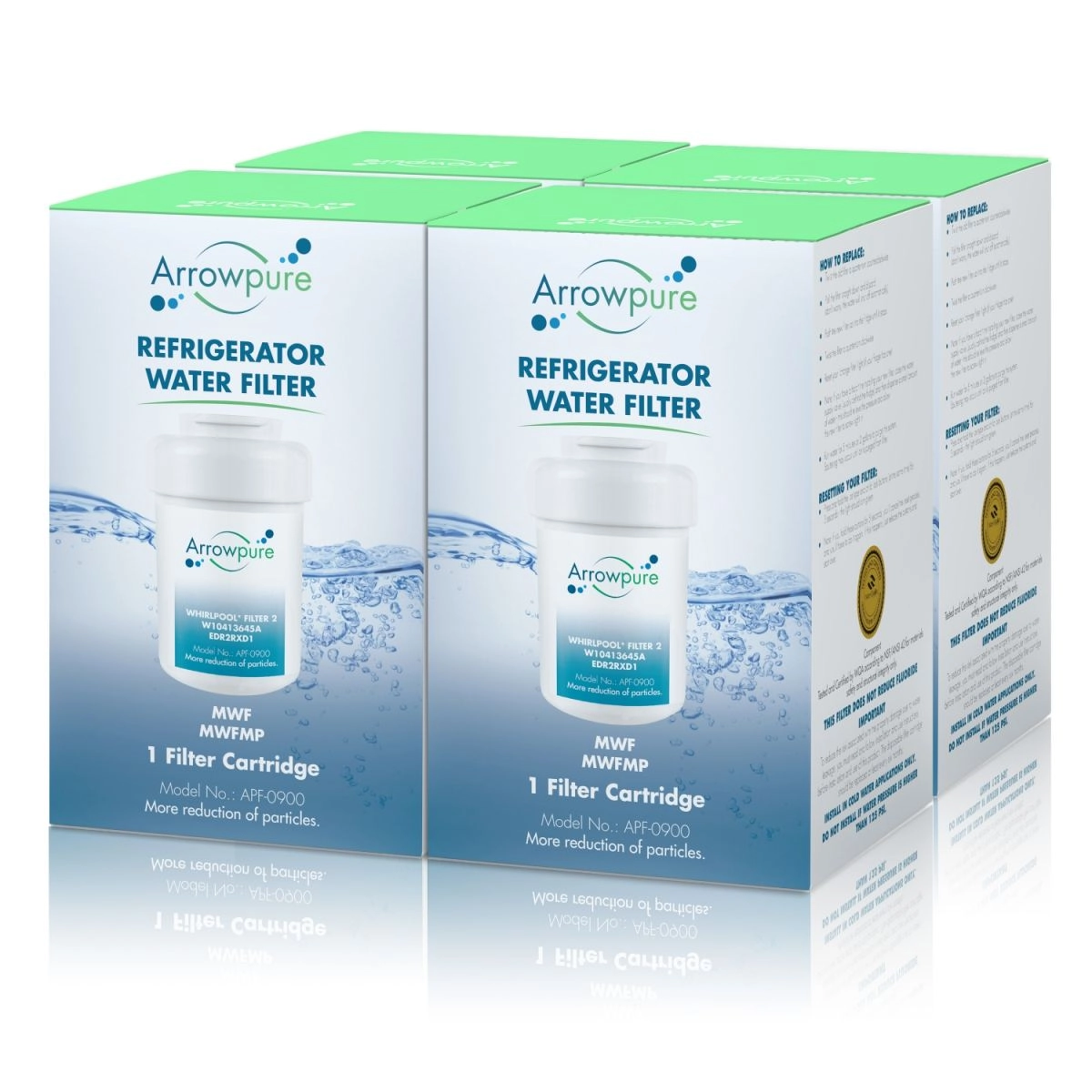4 Pack Of Arrowpure Refrigerator Water Filter Replacement APF-0900x4