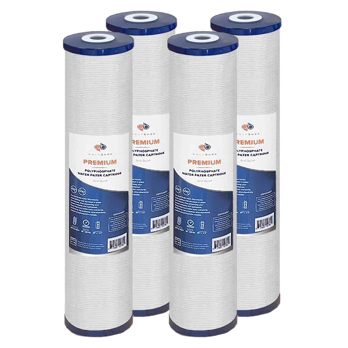 4 Pack Of Whole House 20 x 4.5 Inch. Big Blue Polyphosphate Anti Scale Water Filter Cartridge