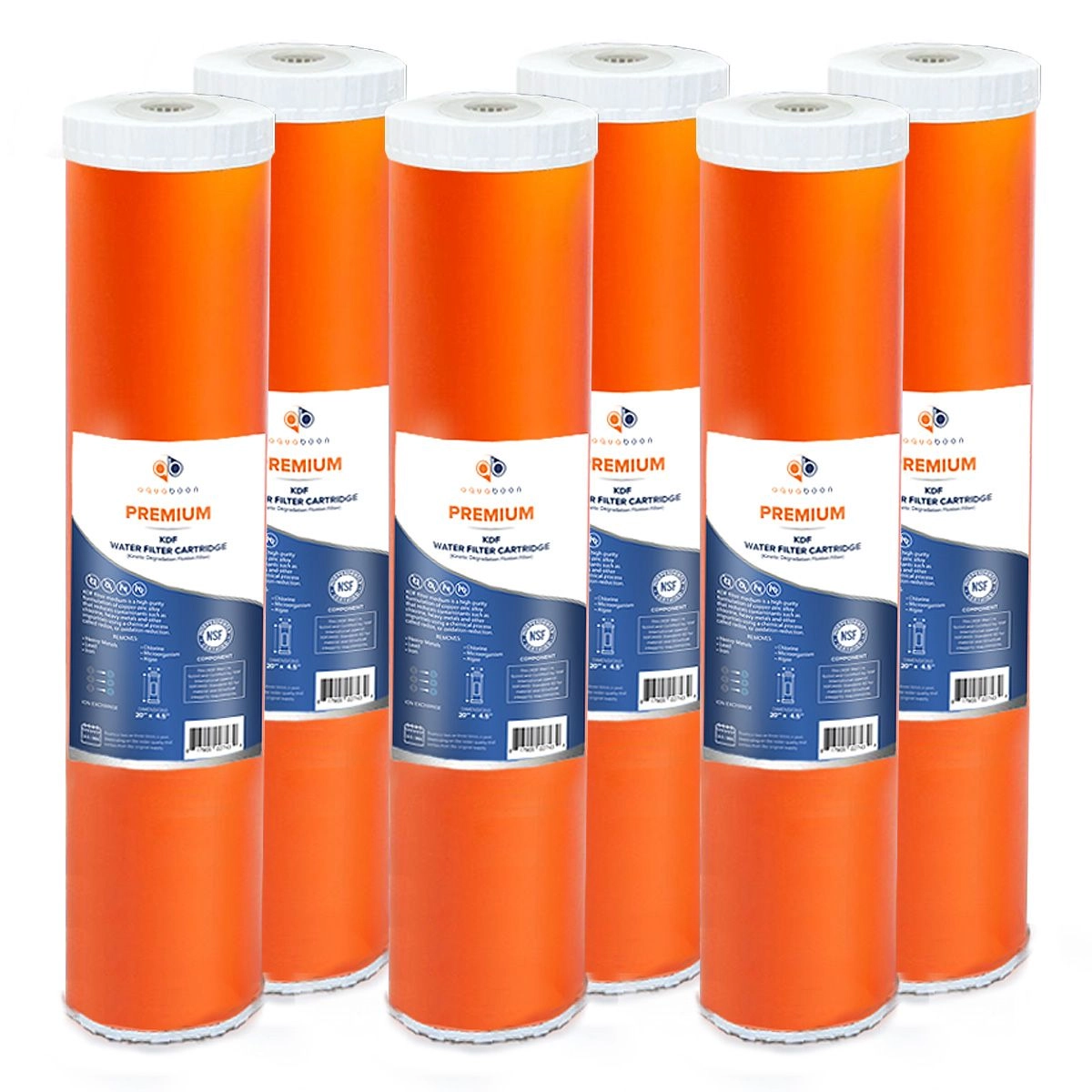 6 Pack Of Whole House KDF 20 x 4.5 Inch. Big Blue Replacement Water Filter Cartridge