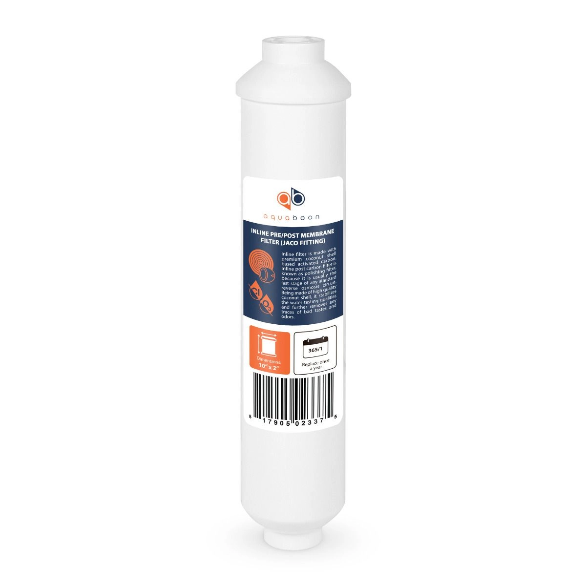 T33 Compatible 10x2 Inch. Inline Pre/Post Membrane Filter Cartridge by Aquaboon (Jaco Fitting) AB-T33J