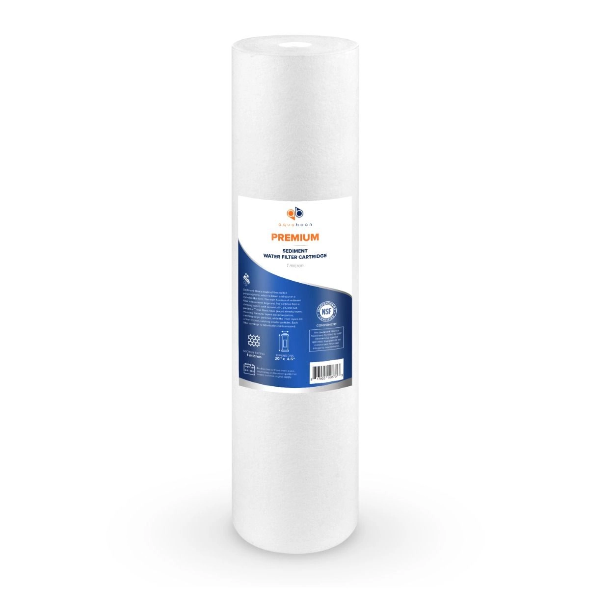 Aquaboon Premium NSF CERTIFIED 1 Micron 20 x 4.5 Inch Whole House Sediment Water Filter Cartridge