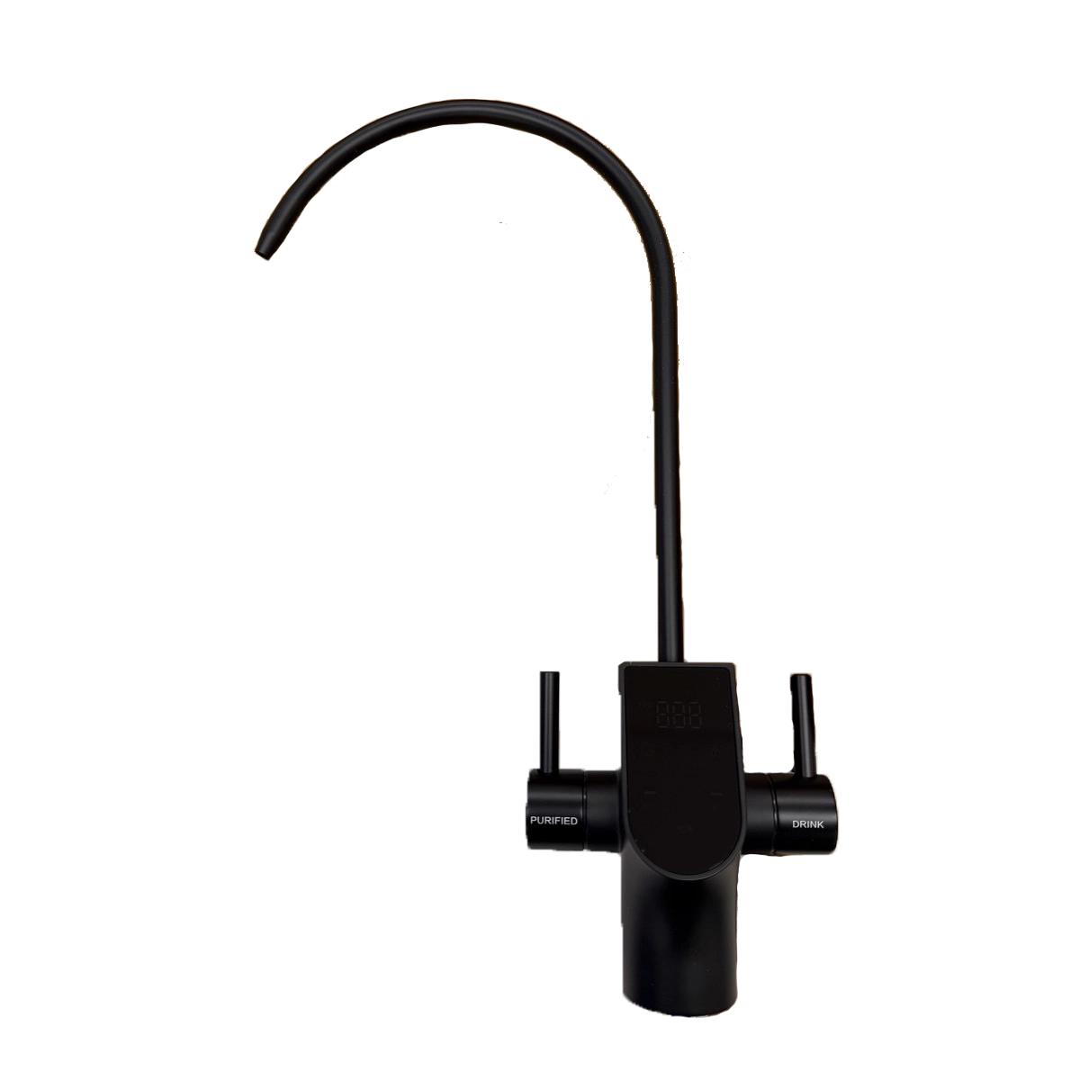 Matte Black Dual-Handle RO Faucet with Separate “Drinking” & “Purified” Water Lines