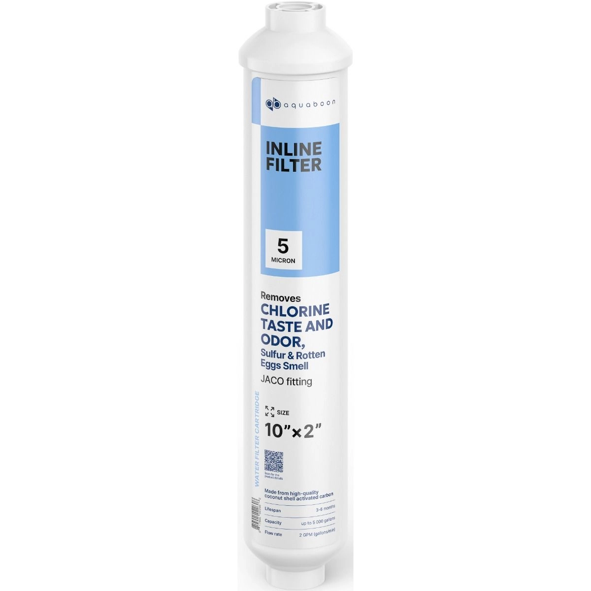 T33 Compatible 10x2 Inch. Inline Pre/Post Membrane Filter Cartridge by Aquaboon (Jaco Fitting) AB-T33J