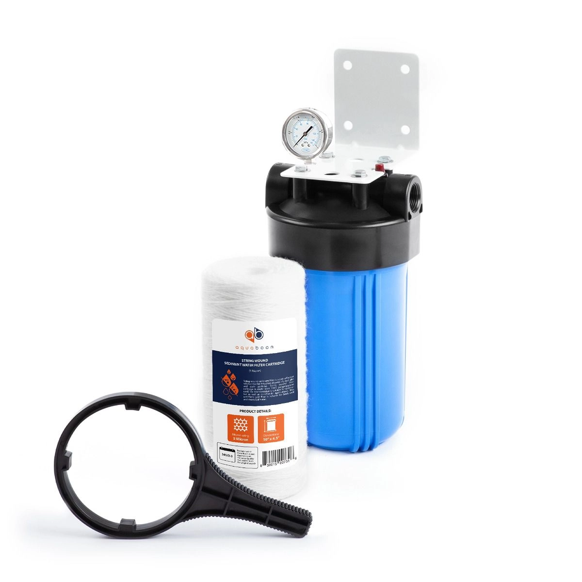 1-Stage 10" Whole House Water Filtration System by Aquaboon AB-WH10BB-1SW10BB5M